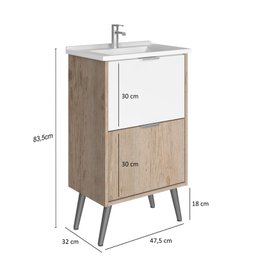 Gabinete para Banheiro 02 Basculantes com Lavatório Yan 50cm Canion Rustico/branco Móveis Bosi - 2 Gabinete para Banheiro 02 Basculantes com Lavatório Yan 50cm Canion Rustico/branco Móveis Bosi - 2