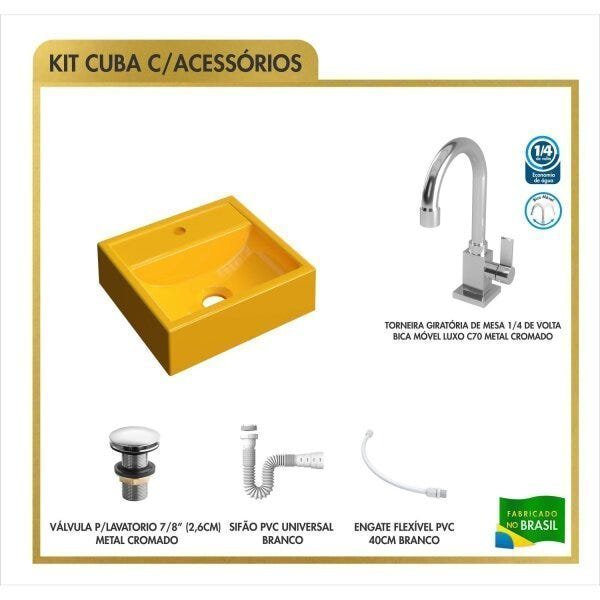 Kit Cuba Q32 Torneira Luxo 1195 Metal Válvula Click 1 Polegada G Sifão Pvc Flexível Compace - 3