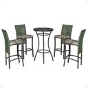 Ver imagem 1 de Mesa Bistrô e 4 Banquetas Roma Preta Corda Estofado 6 Trama Verde