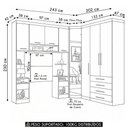 Ver imagem 3 de Guarda Roupa Solteiro Modulado Cp04 Taiga Branco/grey L01 - Mpozenato