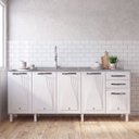 Ver imagem 1 de Balcão de Cozinha para Pia em Aço 5 Portas 2 Gavetas sem Tampo 200cm Star New Branco