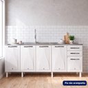 Ver imagem 2 de Balcão de Cozinha para Pia em Aço 5 Portas 2 Gavetas sem Tampo 200cm Star New Branco