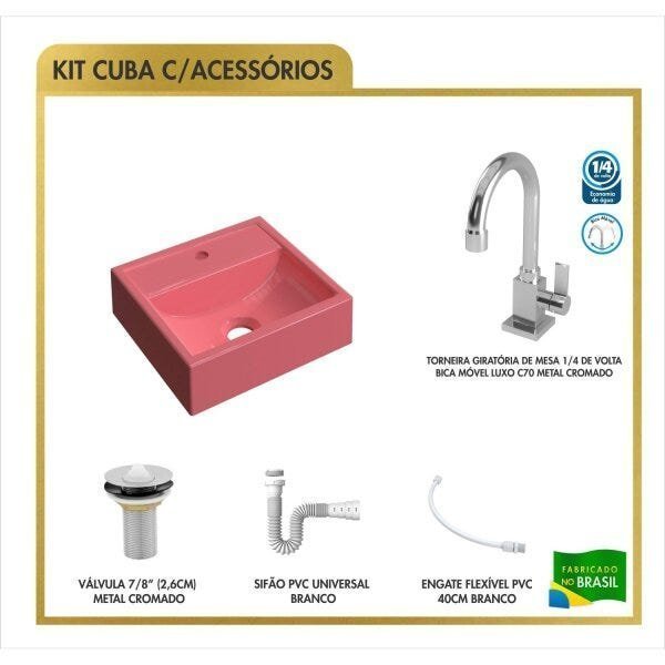 Kit Cuba Q32 Torneira Luxo 1195 Metal Válvula Click 1 Polegada G Sifão Pvc Flexível Compace - 3