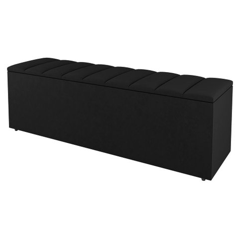 Calçadeira Baú Casal Cora 140cm Suede Preto - Abmaza