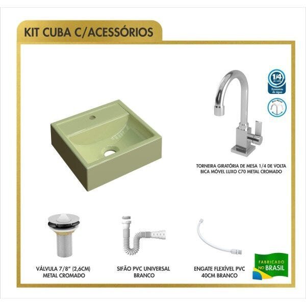 Kit Cuba Q32 Torneira Luxo 1195 Metal Válvula Click 1 Polegada G Sifão Pvc Flexível Compace - 3