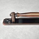 Ver imagem 3 de Puxador Duplo Strauss 250mm Cobre Antigo Porta Pivotante Correr Passagem Madeira Vidro Rústico