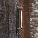Ver imagem 5 de Puxador Duplo Strauss 250mm Cobre Antigo Porta Pivotante Correr Passagem Madeira Vidro Rústico