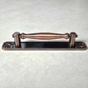 Ver imagem 4 de Puxador Duplo Strauss 250mm Cobre Antigo Porta Pivotante Correr Passagem Madeira Vidro Rústico