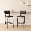 Ver imagem 2 de Banqueta Olivia Altura 65cm para Bar e Cozinha Preta com Assento Confortável Encosto Estofado Kit 2