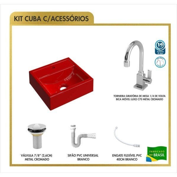 Kit Cuba Q32 Torneira Luxo 1195 Metal Válvula Click 1 Polegada G Sifão Pvc Flexível Compace - 3