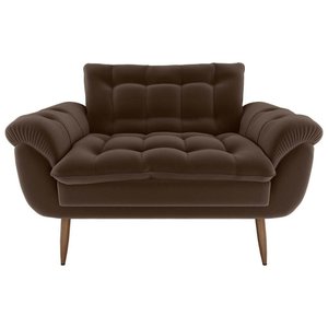 Sofá Namoradeira Pequeno Confortável 1,25 Larg Xangai Matrix Cor:veludo Marrom