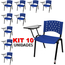 Ver imagem 2 de Cadeira Universitária Plástica Azul 10 Unidades - Ultra Móveis