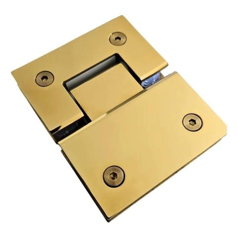 Dobradiça Dourada Vidro / Vidro 1010 180º Modelo GV48 em Aço Inox 304 - Porta Vidro Box