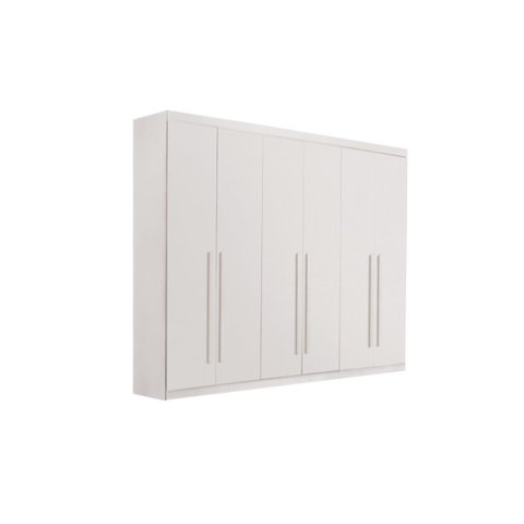 Guarda Roupa Casal 6 Portas 4 Gavetas Uberaba 100% Mdf 15mm - Valverde: Branco Neve