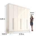 Ver imagem 3 de Guarda Roupa Casal 6 Portas 4 Gavetas Uberaba 100% Mdf 15mm - Valverde: Branco Neve