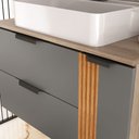 Ver imagem 2 de Gabinete Banheiro Ripado Dolphin 80cm (gabinete+cuba+espelheira+tampo Vidro) Madeirado / Cinza