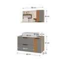 Ver imagem 4 de Gabinete Banheiro Ripado Dolphin 80cm (gabinete+cuba+espelheira+tampo Vidro) Madeirado / Cinza