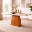 Ver imagem 1 de Mesa de Jantar Horus Lâmina Madeira Natural e Tampo com Vidro 1.60m Móveis Mundial