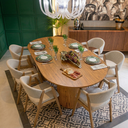 Ver imagem 6 de Conjunto Mesa 180cm Oval Sala de Jantar + 8 Cadeiras Savana Linho Areia