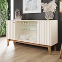 Ver imagem 1 de Buffet Layla Gold 4 Portas Tampo MDP com Ripado e Vidro Off White 150cm Casa 812