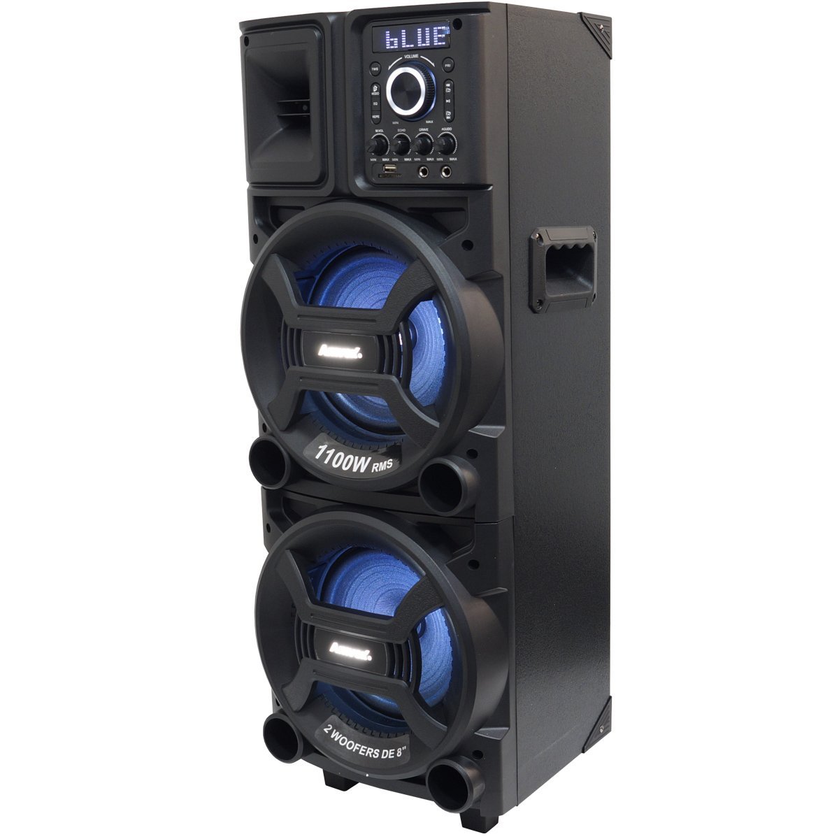 Caixa Som Amplificada Bluetooth 1100W Rms Woofer Mp3 Usb Led Tws ACA ...