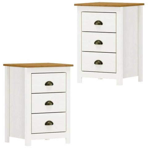 Kit 02 Mesas de Cabeceira Madeira Maciça 46 Cm 9130 Branco Freijo Milani Store