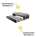 Ver imagem 7 de Bicama Box Solteiro Suede Preto 88x188 com Dois Colchões Airtech Molas Ensacadas Ortobom