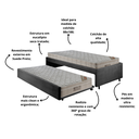 Ver imagem 4 de Bicama Box Solteiro Suede Preto 88x188 com Dois Colchões Airtech Molas Ensacadas Ortobom