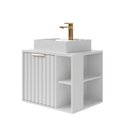 Ver imagem 2 de Gabinete para Banheiro 60cm com 1 Porta 2 Nichos e Cuba de Sobrepor Noruega Branco