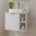 Ver imagem 1 de Gabinete para Banheiro 60cm com 1 Porta 2 Nichos e Cuba de Sobrepor Noruega Branco