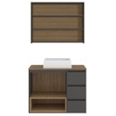 Ver imagem 5 de Gabinete de Banheiro 80cm Vitória com Espelheira e Cuba Preto/Mel/Graffite