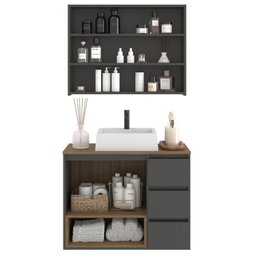 Gabinete de Banheiro 80cm Vitória com Espelheira e Cuba - 2