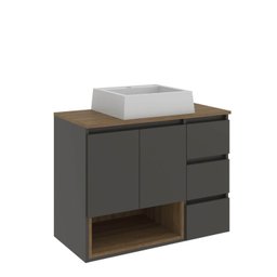 Gabinete de Banheiro 80cm Vitória com Espelheira e Cuba - 6