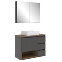 Ver imagem 2 de Gabinete de Banheiro 80cm Vitória com Espelheira e Cuba Preto/Mel/Graffite