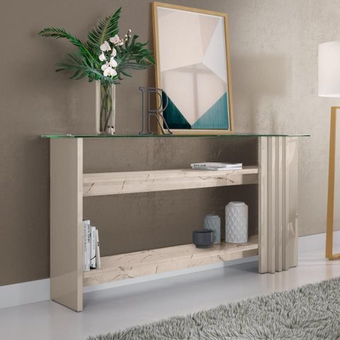 Aparador 2 Prateleiras Ulisses Calacata Off-White sem Porta sem Gavetas MDP 150cm Off White Casah
