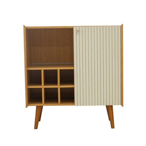Balcão Adega Cinamomo 100% Mdf Vértice Cinamomo White Laca Brilho
