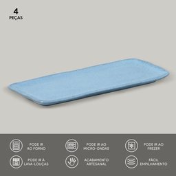 CONJUNTO C/ 4 TRAVESSAS RETANGULAR MÉDIA ORGÂNICO BREEZE 33x13 CM - 3