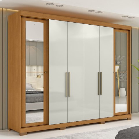 Guarda-Roupa para Quarto 6 Portas Bogota Marrom/Cinamomo/Off White