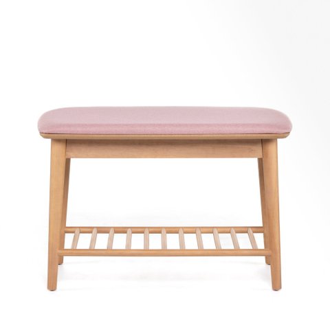 Banco Sapateira com Prateleira Ripada Liva 70 Cm X 36 Cm Tauari Rosa