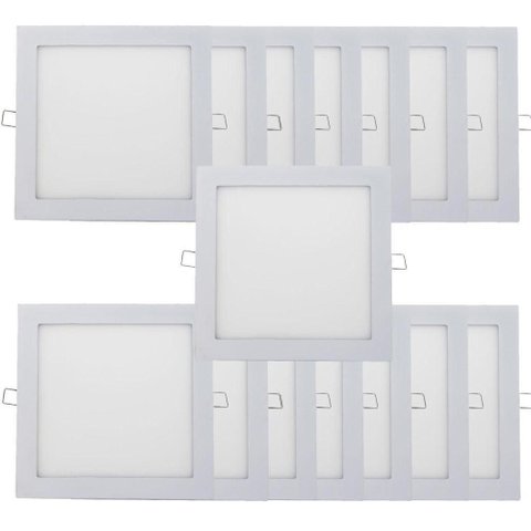 Kit 15 Plafon Painel LED Luminária Downlight 18W Embutir