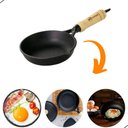Ver imagem 2 de Frigideira Egg Pan Ferro Fundido para Ovos Cabo Madeira Preto