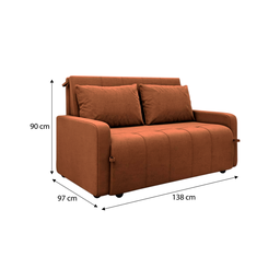 Sofá Cama para Sala de Estar Amora New Veludo Matrix - Cobre - 7