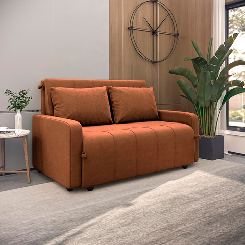 Sofá Cama para Sala de Estar Amora New Veludo Matrix - Cobre