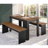 Conjunto Sala de Jantar 1 Mesa 135cm 2 Bancos Primor Zanzini - 1