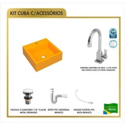 Kit Cuba Q355 Torneira Luxo 1195 Metal Válvula Click 1 Polegada G Sifão Pvc Flexível Compace - 3