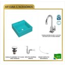 Ver imagem 3 de Kit Cuba Q355 Torneira Luxo 1195 Metal Válvula Click 1 Polegada G Sifão Pvc Flexível Compace