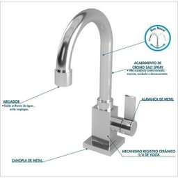 Kit Cuba Q355 Torneira Luxo 1195 Metal Válvula Click 1 Polegada G Sifão Pvc Flexível Compace - 11
