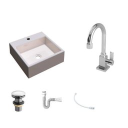 Kit Cuba Q355 Torneira Luxo 1195 Metal Válvula Click 1 Polegada G Sifão Pvc Flexível Compace - 2