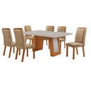 Ver imagem 2 de Mesa de Jantar Carolina 180cm Tampo MDF Vidro Canto Copo com 6 Cadeiras Lorena