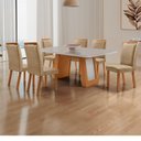 Ver imagem 1 de Mesa de Jantar Carolina 180cm Tampo MDF Vidro Canto Copo com 6 Cadeiras Lorena